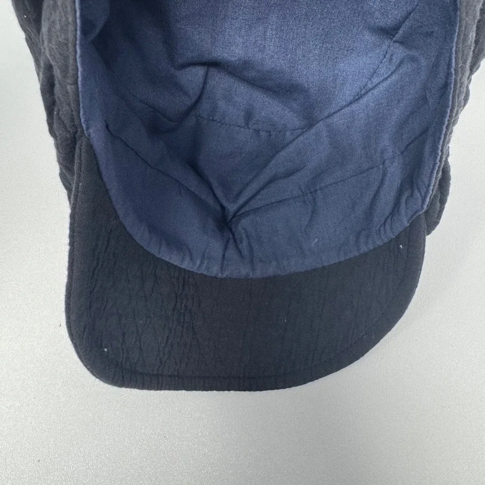 Harley Davidson Black Textured Quilted Newsboy Cap Hat‎ with Blue Embroidery